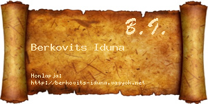 Berkovits Iduna névjegykártya